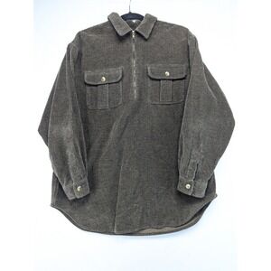 Jones New York Sport Mens Brown Corduroy Quarter Zip Pullover Shirt Size M